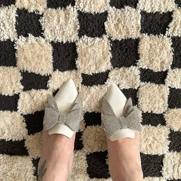 Jeffery Campbell Valenti White Silver Patent Bow Metallic Heel Loafer - Picture 3 of 11